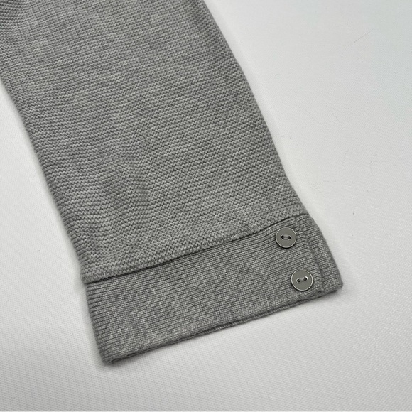 Talbots Sweater V Neck Cable Knit Grey Waffle Beachy Office Fall Winter Wool New - Picture 5 of 13